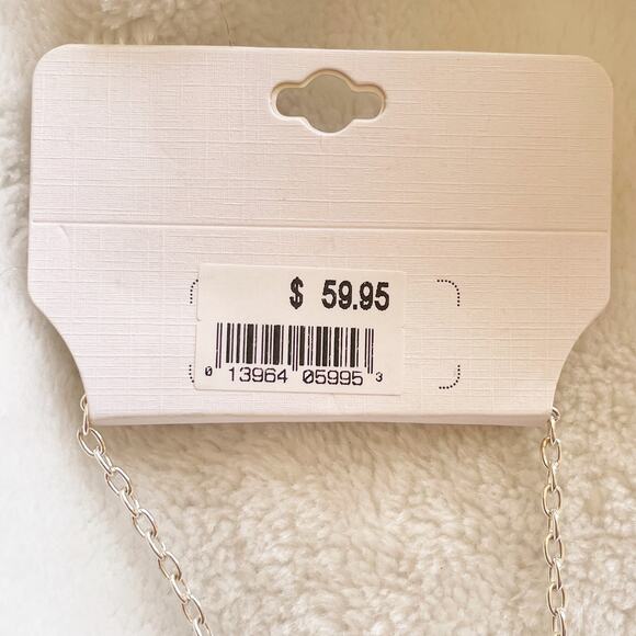 Liz Claiborne Statement Necklace Yellow Silver Tone Round Rectangular Links New - Picture 12 of 12